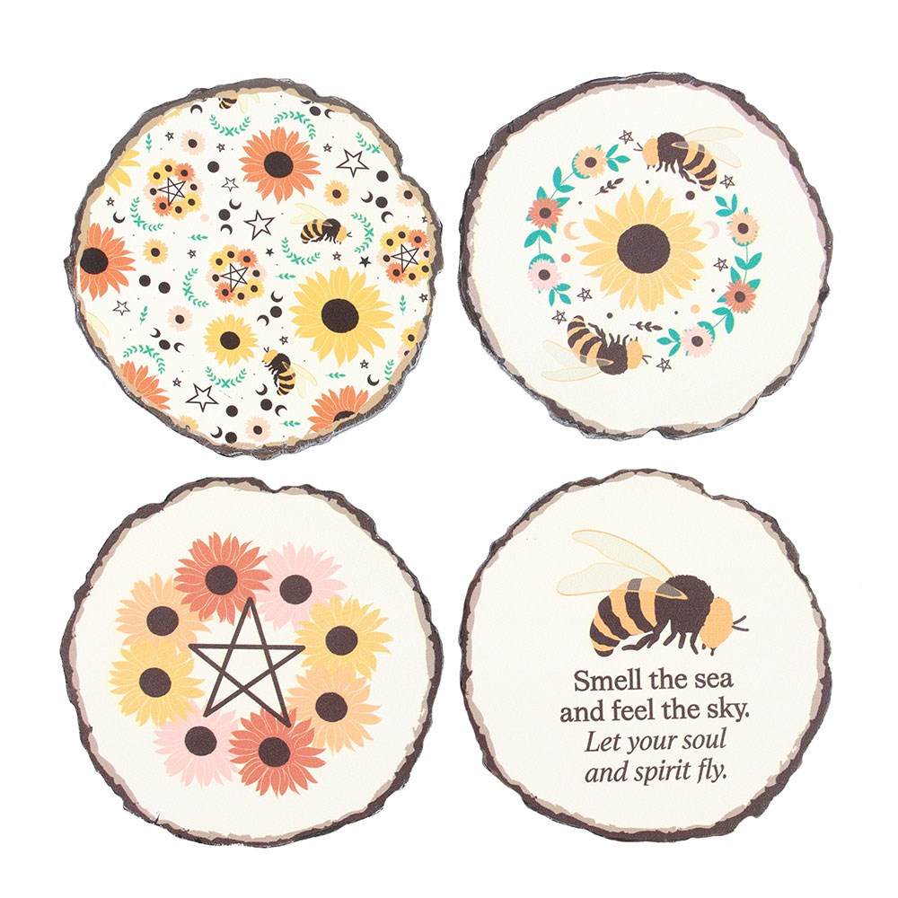 Something Different - Summer Solstice Wood Slice Coaster Set - Multicolours